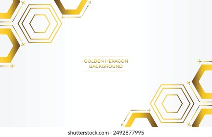 luxury white background with golden hexagon design	