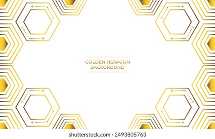 luxury white background with golden hexagon design	