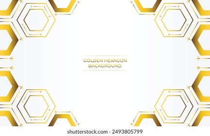 luxury white background with golden hexagon design	