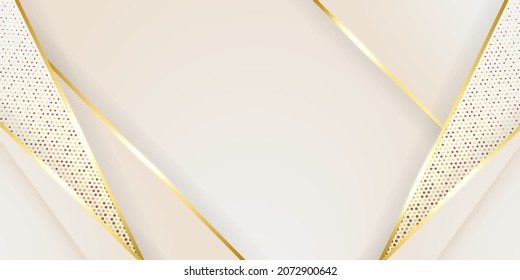 Luxus-weißer Hintergrund mit goldener Dekoration. Vektorgrafik elegantes Design für Banner, Poster, Hochzeitskarte, Grußkarte, Flyer, Mode-Verkauf, Social-Media-Cover und vieles mehr