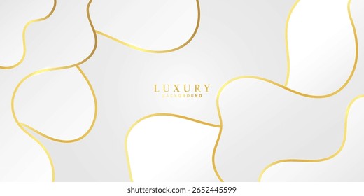 Fundo branco de luxo com acentos de onda dourada, perfeito para convites de casamento, papelaria premium ou marca high-end.