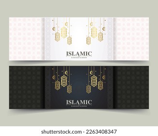 luxury white and black ramadan islamic banner