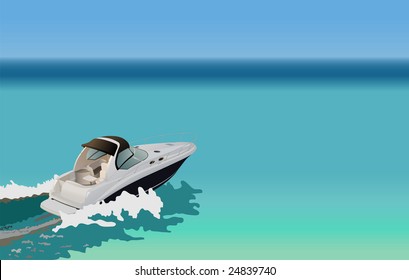 Luxury white boat crossing the sea