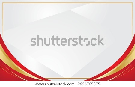 Luxury white certificate background with gold red lines