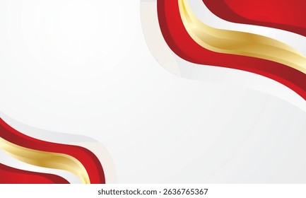 Luxury white certificate background with red gold wave lines in the corners