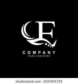 luxury white E logo design with pretty swoosh feathers. monogram logo. suitable for company logos, businesses, boutiques, salons, beauty, brands, etc.