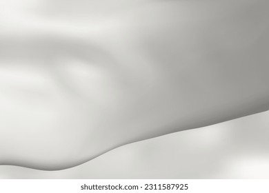 Der Luxus von weißem Stoffhintergrund. Nahaufnahme von geripptem Seidengewebe. Gestapelte Seidenstoffe. Weißer Hintergrund. 3D-Vektorgrafik.
