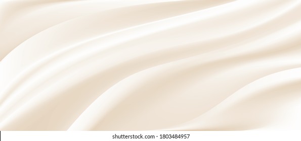 El lujo del fondo de textura de tela blanca.Cierre de tela de seda dorada clara riptada.Pintura blanca abstracta o fondo vectorial de onda líquida.Onda suave de tela. Asas de satén, seda y algodón.