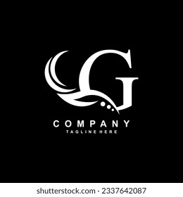 luxury white G logo design with pretty swoosh feathers. monogram logo. suitable for company logos, businesses, boutiques, salons, beauty, brands, etc.