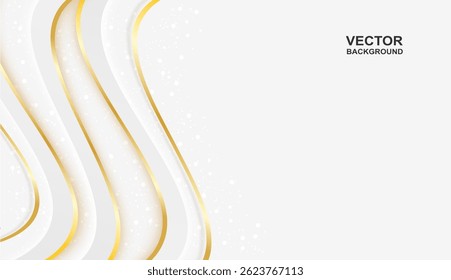 Luxury white and gold abstract background with soft light and shadow. Elegant overlap geometric design. vector illustration.