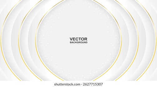 Luxury white and gold abstract background with soft light and shadow. Elegant overlap geometric design. vector illustration.