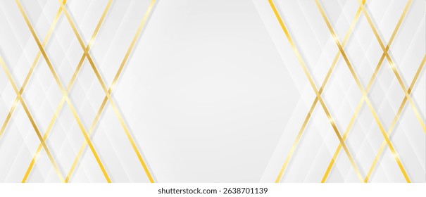 Luxury white and gold abstract background with soft light and shadow. Elegant overlap geometric design. vector illustration.