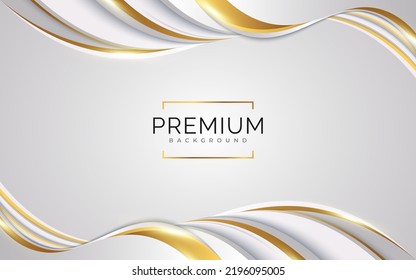 Luxury White and Gold Background with Golden Lines and Paper Cut Style. Premium Gray and Gold Background for Award, Nomination, Ceremony, Formal Invitation or Certificate Design