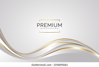 Lujoso fondo blanco y dorado con líneas doradas y estilo corte de papel. Fondo de Gris y Oro Premium para Premio, Nominación, Ceremonia, Invitación Formal o Diseño de Certificado