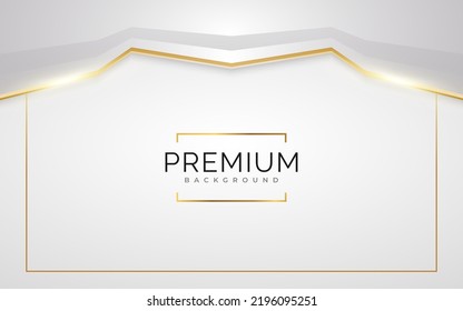 Lujoso fondo blanco y dorado con líneas doradas y estilo corte de papel. Fondo de Gris y Oro Premium para Premio, Nominación, Ceremonia, Invitación Formal o Diseño de Certificado