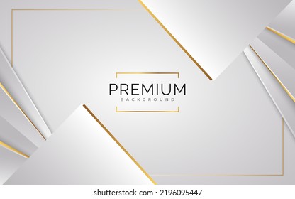 Lujoso fondo blanco y dorado con líneas doradas y estilo corte de papel. Fondo de Gris y Oro Premium para Premio, Nominación, Ceremonia, Invitación Formal o Diseño de Certificado