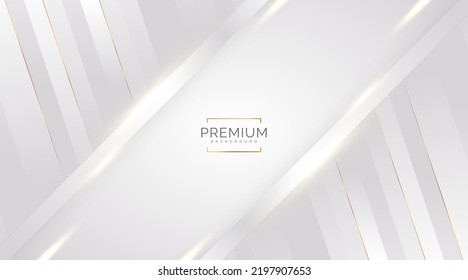 Luxury White and Gold Background with Golden Lines and Paper Cut Style. Premium Gray and Gold Background for Award, Nomination, Ceremony, Formal Invitation or Certificate Design