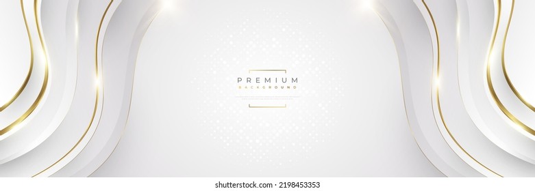 Luxuriöser weißer und goldener Hintergrund mit goldenen Linien und Papierschnitt-Stil. Premium-grauer und goldener Hintergrund für Award, Nominierung, Zeremonie, formelle Einladung oder Design von Zertifikaten