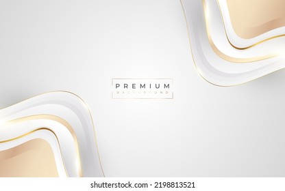 Luxury White and Gold Background with Golden Lines and Paper Cut Style. Premium Gray and Gold Background for Award, Nomination, Ceremony, Formal Invitation or Certificate Design