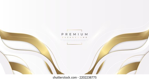 Luxury White and Gold Background with Golden Lines and Paper Cut Style. Premium Gray and Gold Background for Award, Nomination, Ceremony, Formal Invitation or Certificate Design