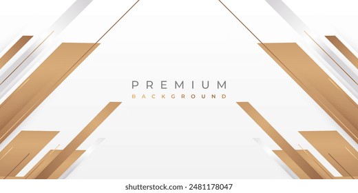 Luxuriöser weißer und goldener Hintergrund mit goldenen Linien und Papierschnitt-Stil. Premium Grau und Gold Hintergrund für Auszeichnung, Nominierung, Zeremonie, formelle Einladung oder Zertifikat Design