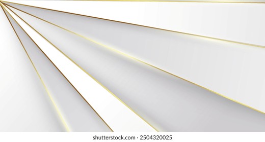 Luxury White and Gold Background with Golden Lines and Paper Cut Style. Premium Gray and Gold Background for Award, Nomination, Ceremony,