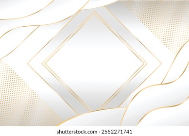 Fondo blanco y oro de lujo con líneas doradas y estilo de corte de papel. Fondo gris y oro de Premium para el premio, la nominación, la ceremonia, la invitación formal o el diseño del certificado