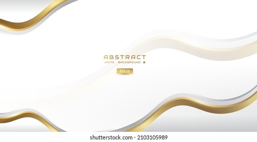 Luxury white and gold background with wavy shape, for banners, certificates, presentations, invitations, brochures