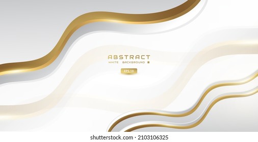 Luxury white and gold background with wavy shape, for banners, certificates, presentations, invitations, brochures