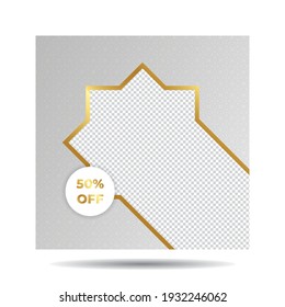 Luxury White and Gold Ramadan Sale Or Discount Social Media Template with Phone Mock-Up for Banner, Ads, Advertising, Greeting Card, Poster, and Others Media Promotion. Editable Vector Illustration.