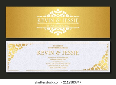Luxury white and gold  wedding invitation in pattern