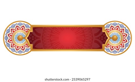 Luxury White Golden Mandala Arabic Ornament Islamic Banner Title Frame Text Box Border Transparent Background