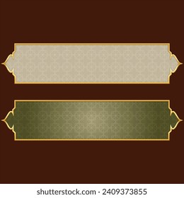 Luxury white golden set arabic islamic banner title frame text box in transparent background