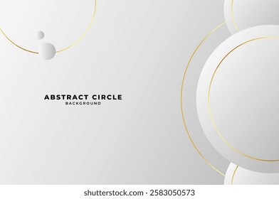 luxury White Grey Circle shape background with gold line and planetary. Abstract geometry background with modern and elegant concept.