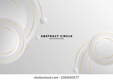 luxury White Grey Circle shape background with gold line and planetary. Abstract geometry background with modern and elegant concept.