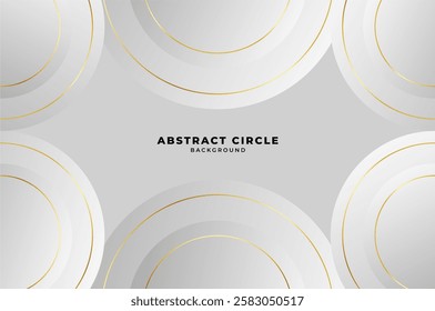 luxury White Grey Circles shape background with gold line. Abstract geometry background with modern and elegant concept.