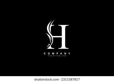 Luxury white H logo design with feather. premium H letter monogram logo. suitable for business logos, beauty logos, company logos, boutiques, spas, salons, etc