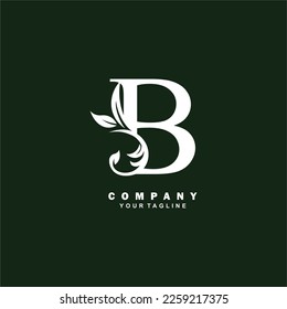 luxury white initial B letter logo design with beautiful ornament. suitable for business logo, company, beauty, fashion, brand, boutique, hotel, etc. monogram logo