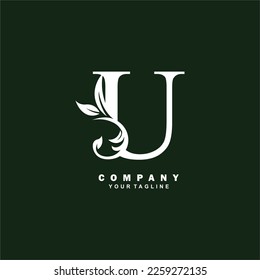 luxury white initial U letter logo design with beautiful ornament. suitable for business logo, company, beauty, fashion, brand, boutique, hotel, etc. monogram logo