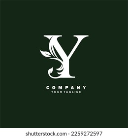 diseño lujoso blanco inicial de la letra Y con un hermoso adorno. adecuado para el logotipo de negocios, empresa, belleza, moda, marca, boutique, hotel, etc. logotipo de monograma