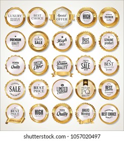 Luxury white labels and laurels collection vector illustration