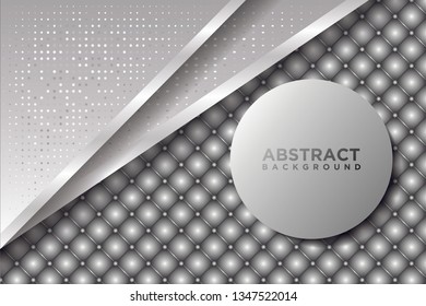 Luxury white leather background with silver list and overlap layer.vector illustration