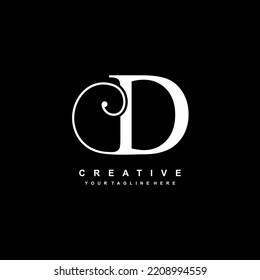luxury white letter D logo design. D flourish. D monogram logo, typography logo. beautiful letter D. suitable for business logo, company, beauty, boutique, wedding, etc