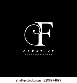 luxury white letter F logo design. F flourish. F monogram logo, typography logo. beautiful letter F. suitable for business logo, company, beauty, boutique, wedding, etc