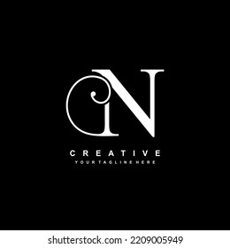 luxury white letter N logo design. N flourish. N monogram logo, typography logo. beautiful letter N. suitable for business logo, company, beauty, boutique, wedding, etc