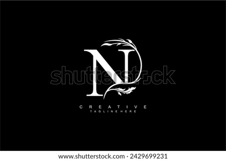 luxury white letter N logo design with beautiful flower and leaf ornaments. monogram N, logo typography. initials N. typography. for business logos, boutiques, companies, beauty, etc