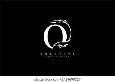 luxury white letter O logo design with beautiful flower and leaf ornaments. monogram O, logo typography. initials O. typography. for business logos, boutiques, companies, beauty, etc