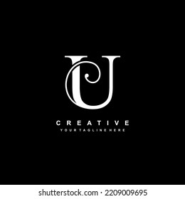 luxury white letter U logo design. U flourish. U monogram logo, typography logo. beautiful letter U. suitable for business logo, company, beauty, boutique, wedding, etc