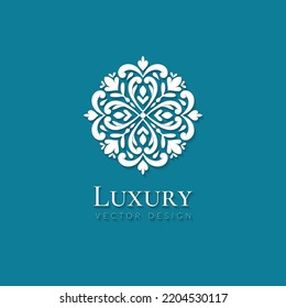 Luxury white logo. Can be used for jewelry, beauty and fashion industry. Great for emblem, monogram, invitation, flyer, menu, brochure, background, or any desired idea.