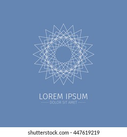 Luxury white Logotype. Logo in the shape of a flower. Simple geometric emblem for boutique. Vector sign.